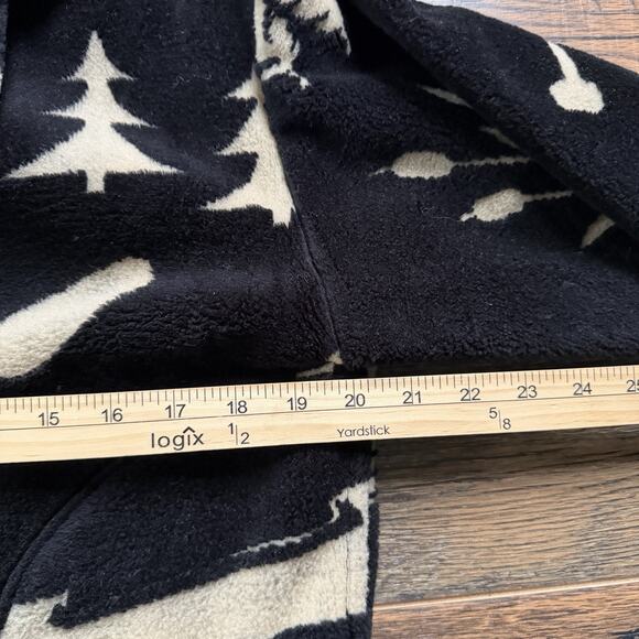 Vintage Simply Irresistible Fleece Jacket Moose Tree Canoe Print Black Tan Sz M - Picture 7 of 7
